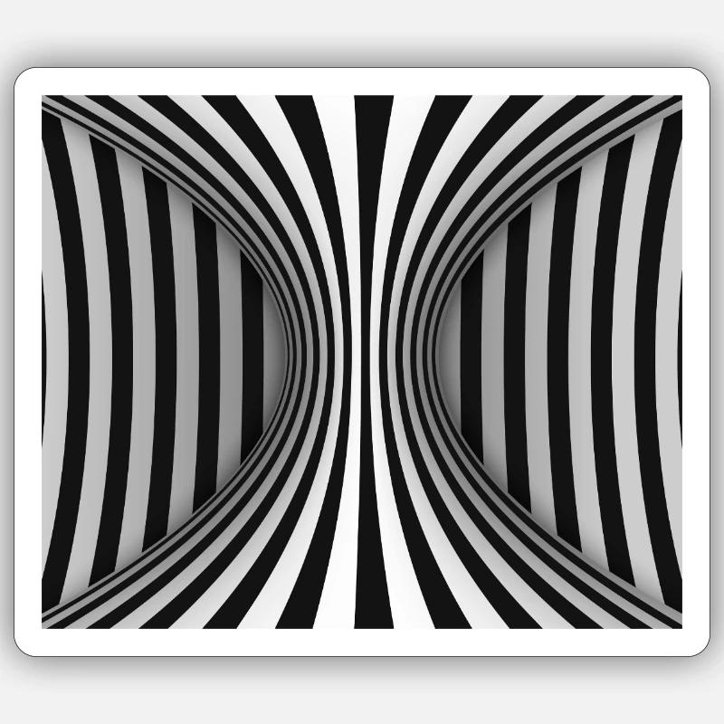 Tunnel Rayé Optique - Sticker taille S (10 x 10 cm) - blanc mat