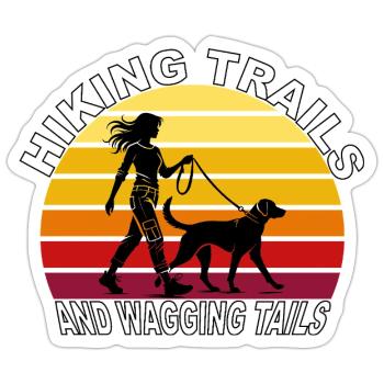 Hiking Trails and Wagging Tails Retro - Sticker size S (10 x 10 cm) - white matte - Front