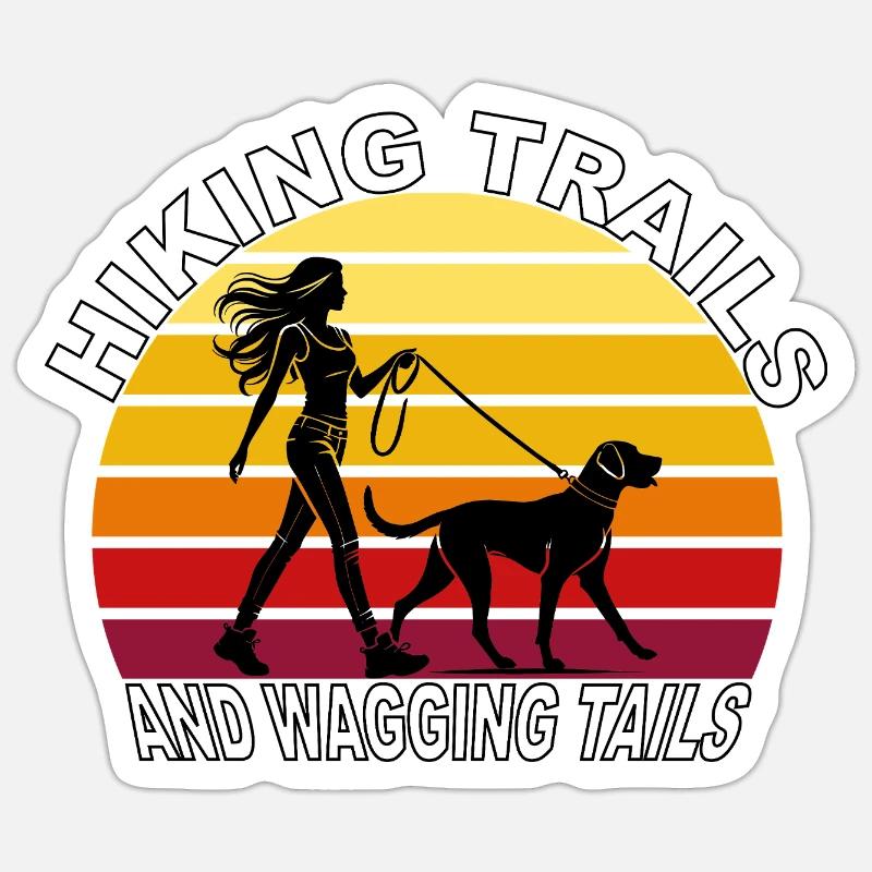 Hiking Trails and Wagging Tails Retro - Sticker size S (10 x 10 cm) - white matte