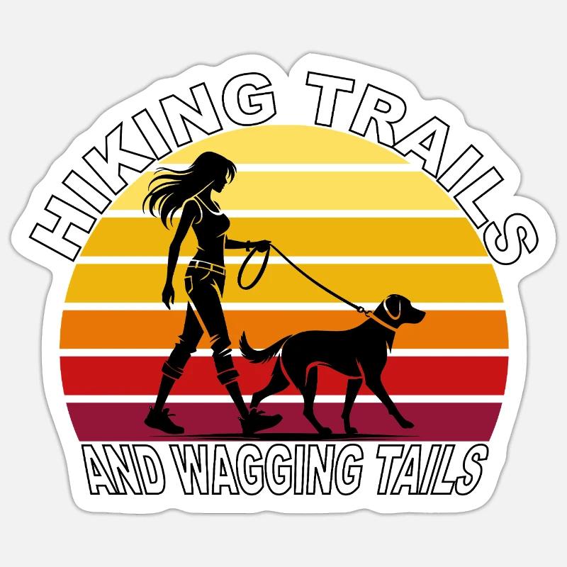 Hiking Trails and Wagging Tails Retro - Sticker size S (10 x 10 cm) - white matte