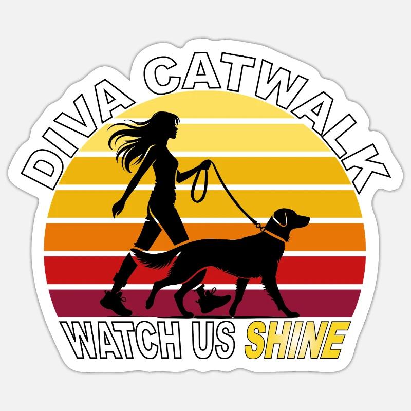 Diva Catwalk - Watch Us Shine Retro - Sticker Größe S (10 x 10 cm) - Mattweiß