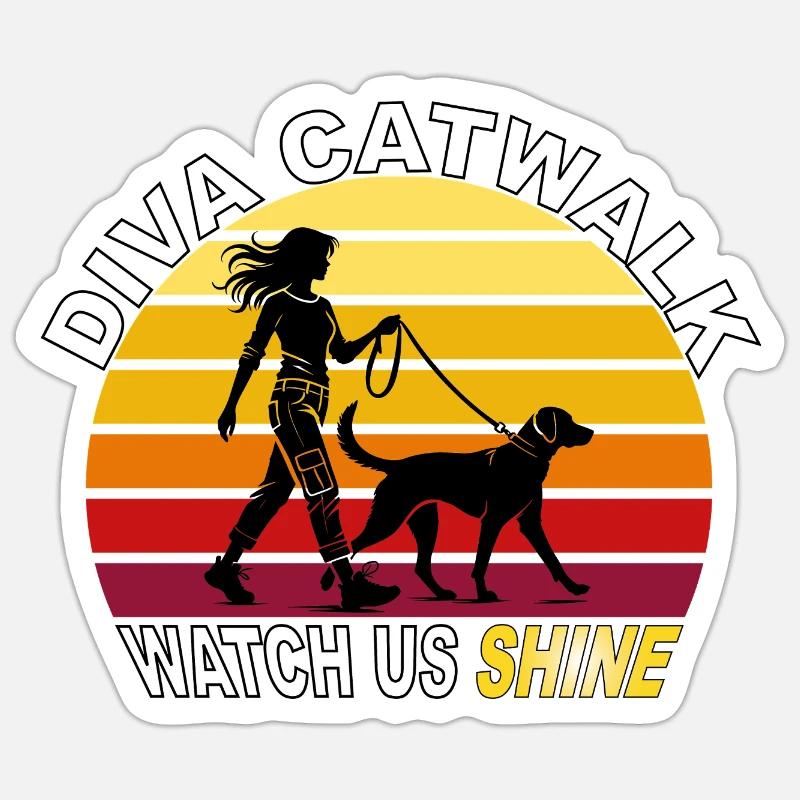 Diva Catwalk - Regardez-nous briller rétro - Sticker taille S (10 x 10 cm) - blanc mat