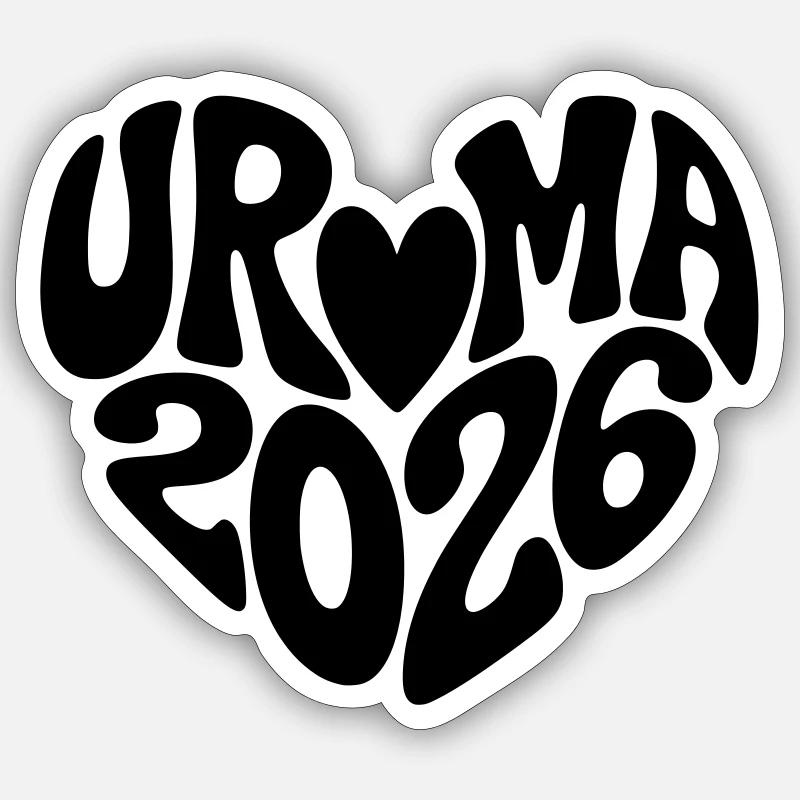 Uroma 2026 Herz Form - Sticker Größe S (10 x 10 cm) - Mattweiß
