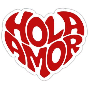 Hola Amor Retro Red Heart Love - Sticker size S (10 x 10 cm) - white matte - Front