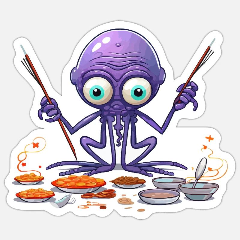 The Algae Octopus Chef Sticker size S (10 x 10 cm)