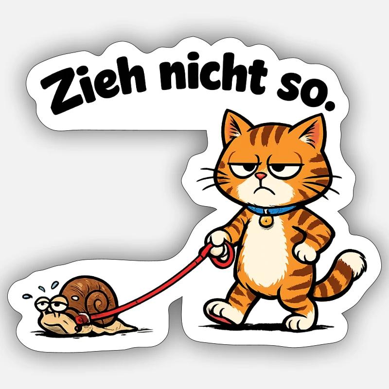 Cat frustration when pulling snails Sticker size S (10 x 10 cm)