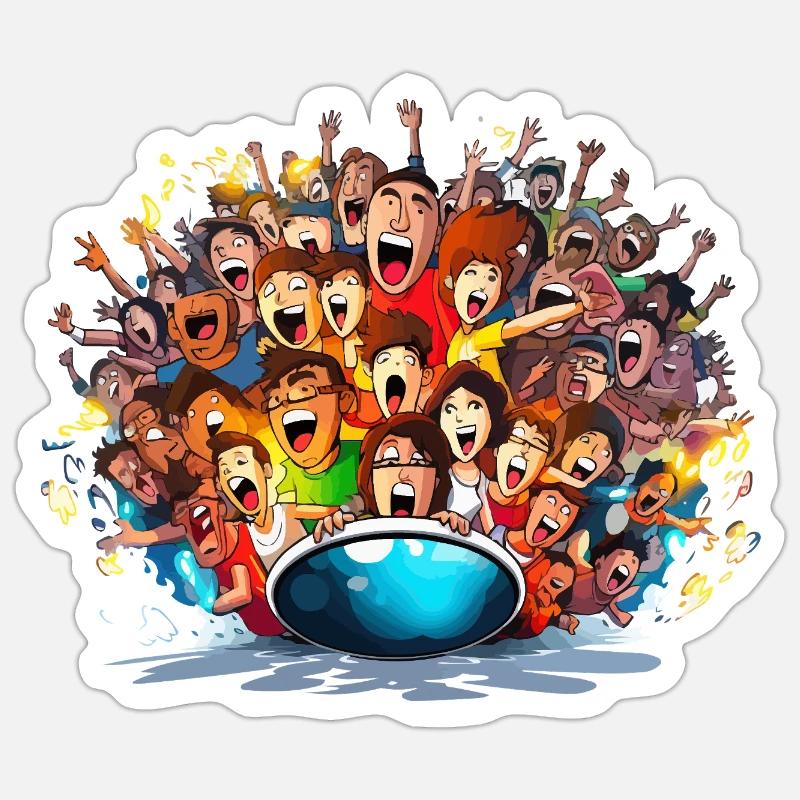 Jubelnde Massen auf Boot Sticker Größe S (10 x 10 cm)