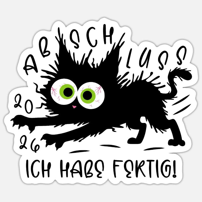 Graduation 2026 I'm done cat - Sticker size S (10 x 10 cm) - white matte
