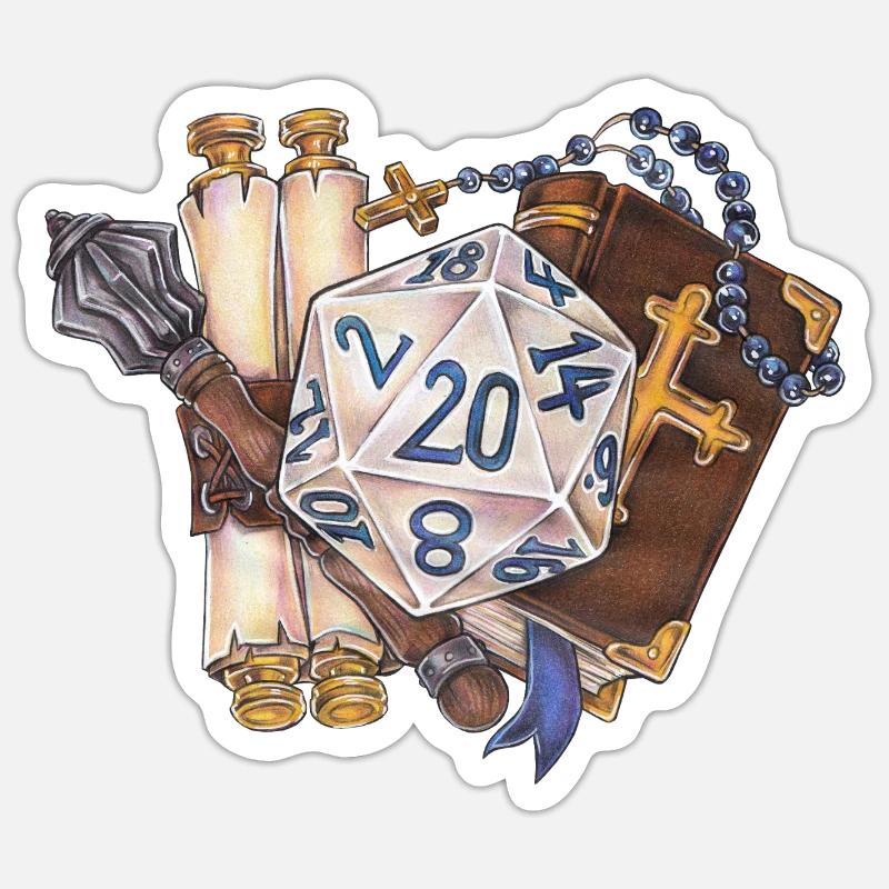 Clerc de dés de table RPG D20 Cadeau Sticker taille S (10 x 10 cm)