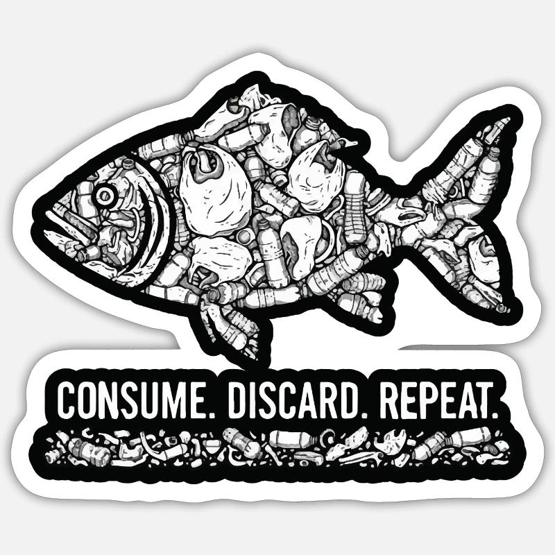 Fish Waste: Consumes Throws Repeats - Sticker size S (10 x 10 cm) - white matte
