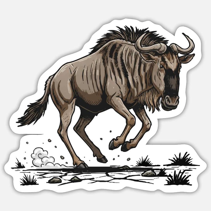 Gnu-Lauf - Sticker Größe S (10 x 10 cm) - Mattweiß