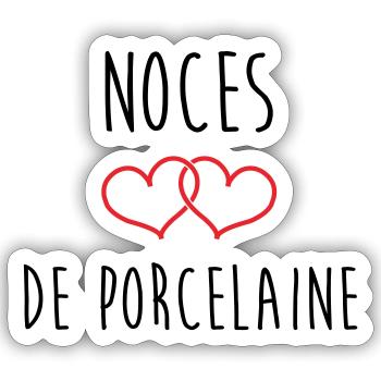 porcelain wedding 20 years of love - Sticker size S (10 x 10 cm) - white matte - Front