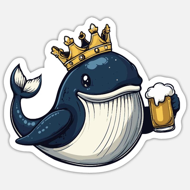 Wal Bier König - Sticker Größe S (10 x 10 cm) - Mattweiß