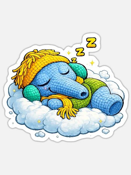 Leo Langnase schlafend - Sticker Größe S (10 x 10 cm) - Mattweiß