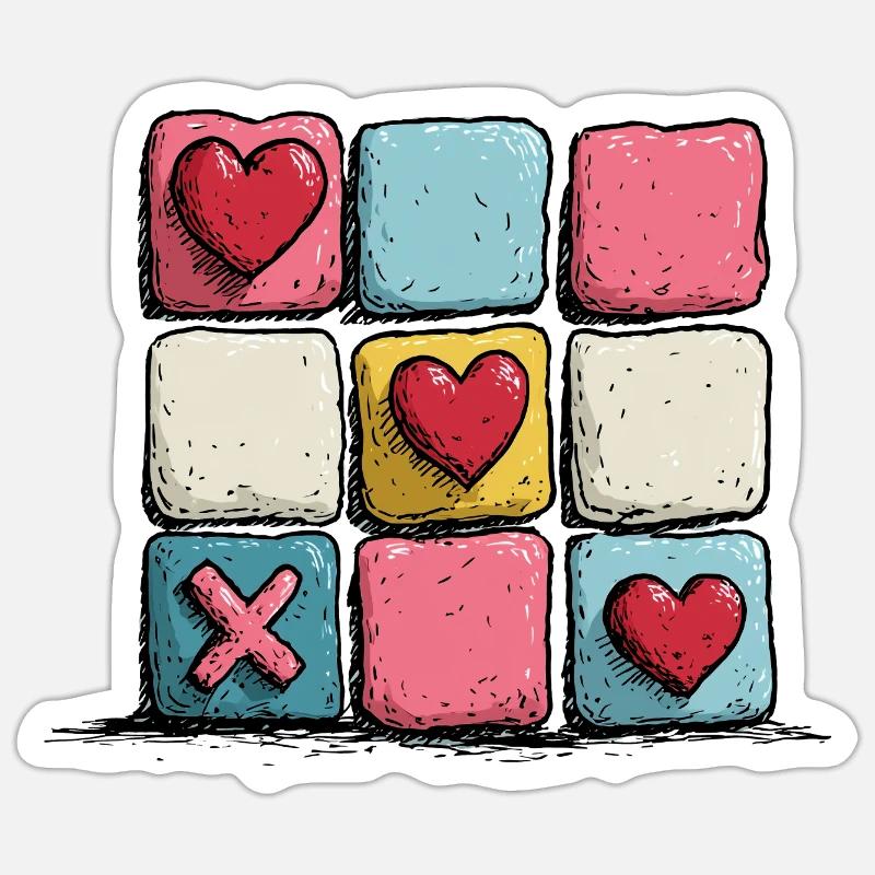 Heart XOXO PopArt Pattern - Sticker size S (10 x 10 cm) - white matte