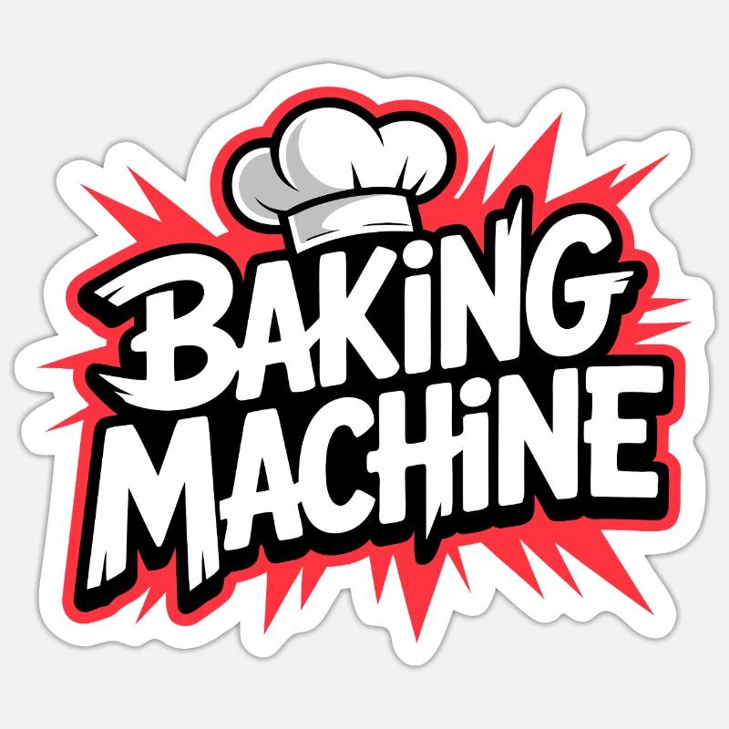 Baking Machine Fun - Sticker size S (10 x 10 cm) - white matte
