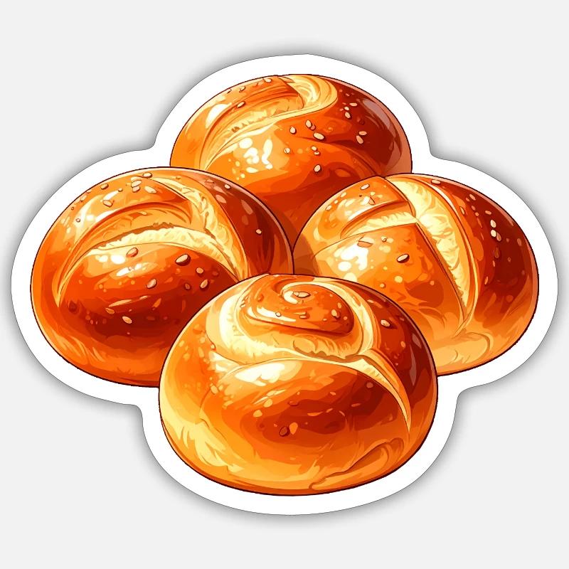 Brötchen - Sticker Größe S (10 x 10 cm) - Mattweiß