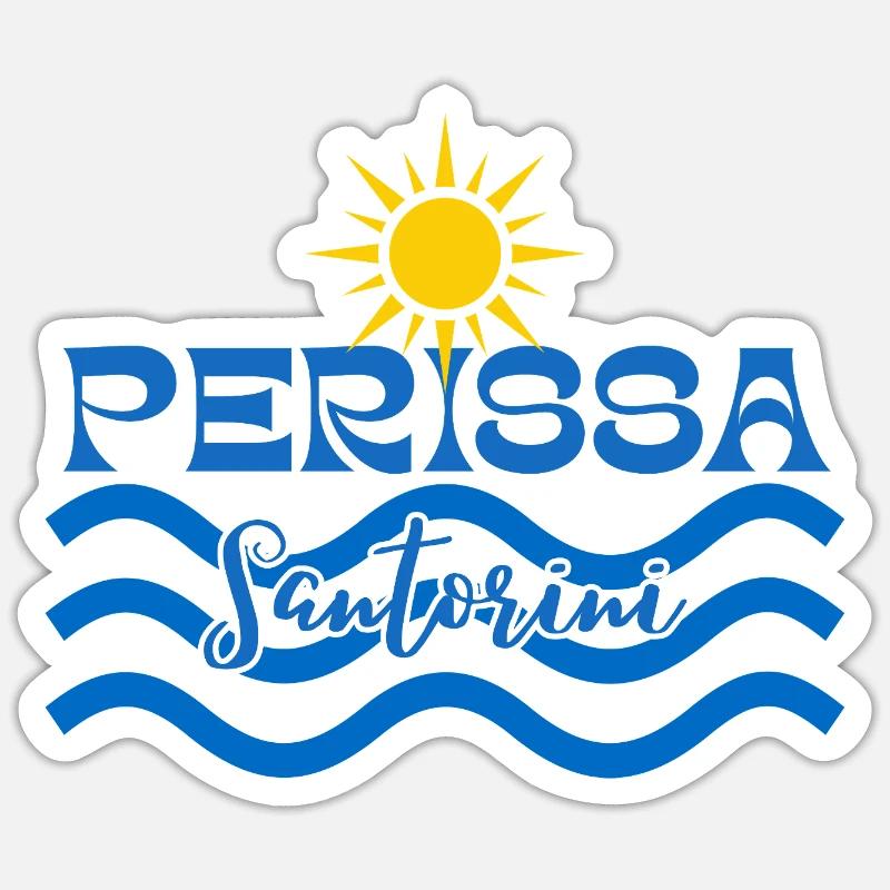 Perissa Santorini Sun Waves - Sticker taille S (10 x 10 cm) - blanc mat