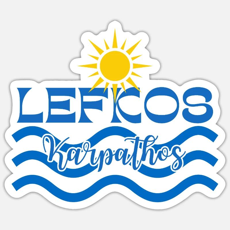 Lefkos Karpathos Sun Waves Logo - Sticker size S (10 x 10 cm) - white matte