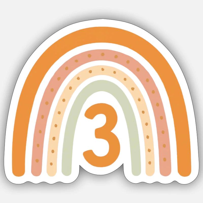 Third Birthday Rainbow - Sticker size S (10 x 10 cm) - white matte