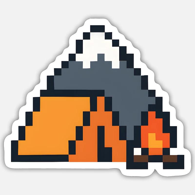 Pixel Sleeping Fox Moonlit Night - Sticker size S (10 x 10 cm) - white matte