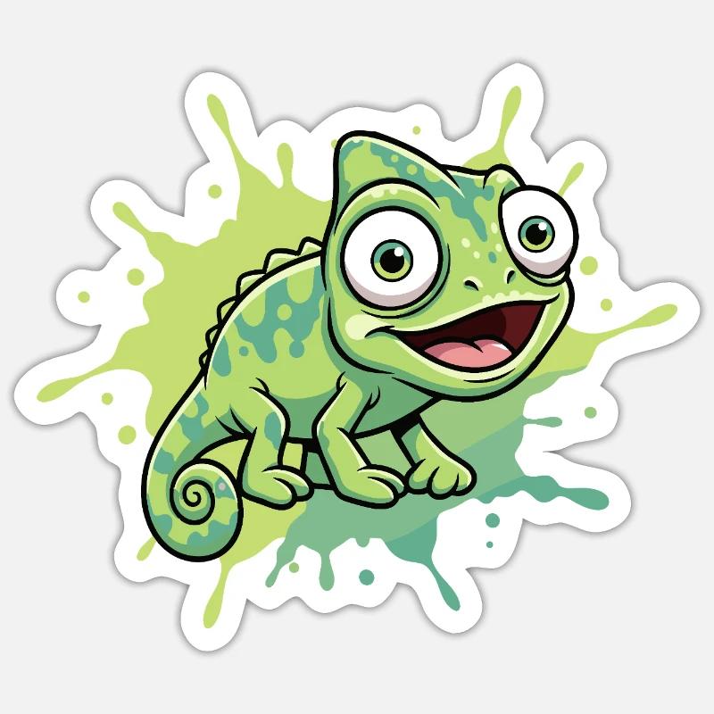 Happy Chameleon Splash - Sticker size S (10 x 10 cm) - white matte