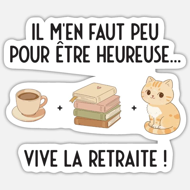 Douce Retraite (texte noir) - Sticker taille S (10 x 10 cm) - blanc mat