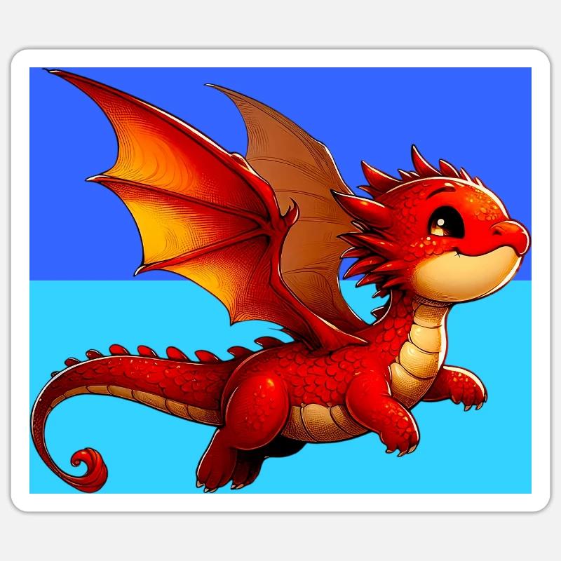Drache - Sticker Größe S (10 x 10 cm) - Mattweiß