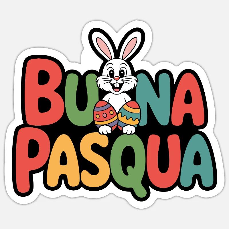 Bunny Happy Easter - Sticker size S (10 x 10 cm) - white matte
