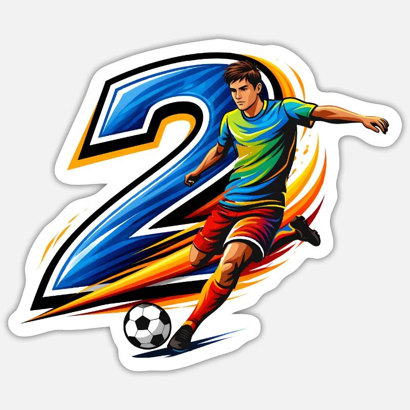 Conception d’action du joueur de maillot numéro 2 Sticker taille S (10 x 10 cm)