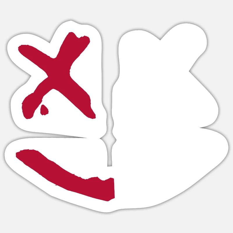 Evil Smile.y Face X-Eyes Graffiti Red White Sticker size S (10 x 10 cm)