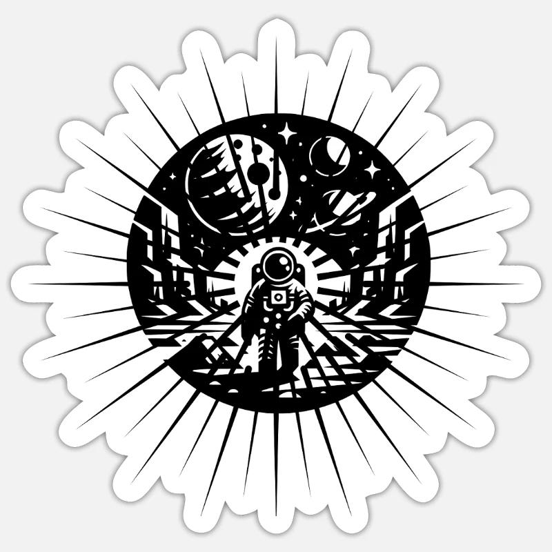 Astronaut Celestial Mandala Galaxy - Sticker Größe S (10 x 10 cm) - Mattweiß