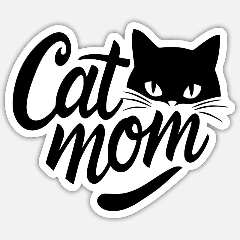 Katzenmama, Cat Mom Herz mit Katzengesicht - Sticker Größe S (10 x 10 cm) - Mattweiß