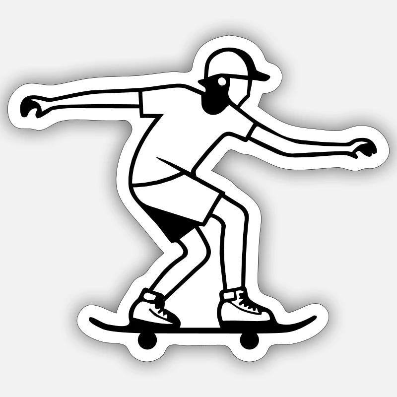 Skateur - Sticker taille S (10 x 10 cm) - blanc mat
