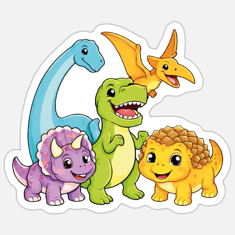 Cute Dino Team - Sticker size S (10 x 10 cm) - white matte