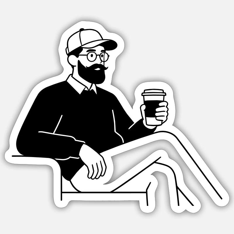 Hipster - Sticker Größe S (10 x 10 cm) - Mattweiß