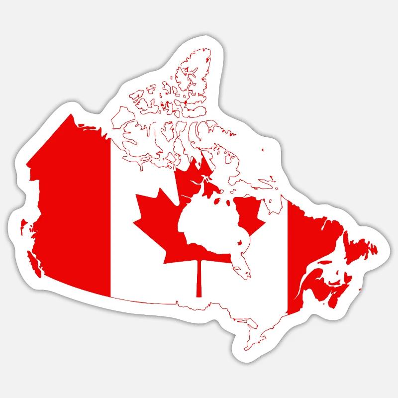 Canada Map Flag Silhouette - Sticker size S (10 x 10 cm) - white matte