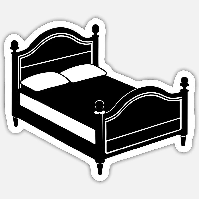 Bed - Sticker size S (10 x 10 cm) - white matte