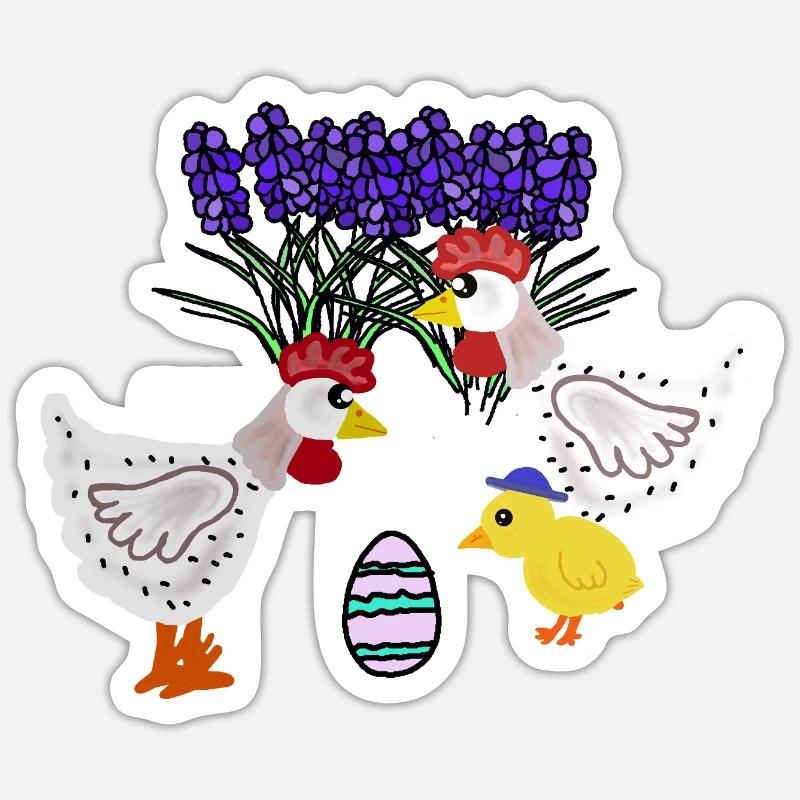Spring Chickens with Easter Egg Chicken Chicks Sticker size S (10 x 10 cm)