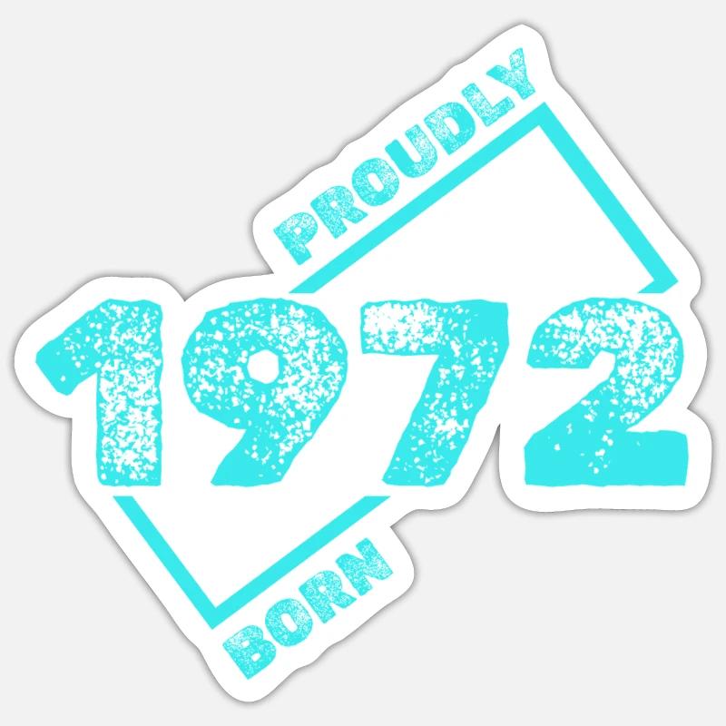 Idée cadeau 1972 - Sticker taille S (10 x 10 cm) - blanc mat