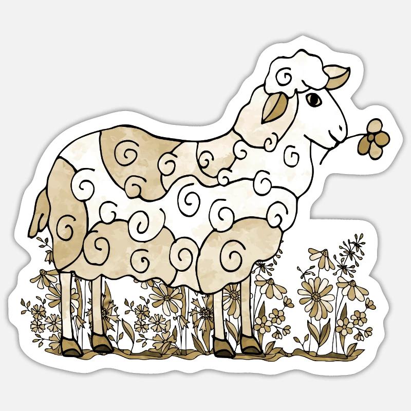 Schaf - Sticker Größe S (10 x 10 cm) - Mattweiß