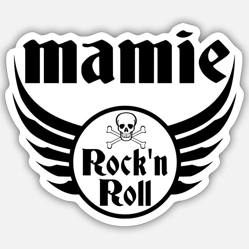 Grand-Mère Rebelle Rock and Roll - Sticker taille S (10 x 10 cm) - blanc mat
