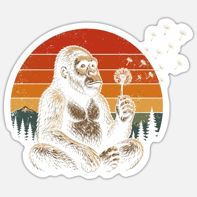 Monkey friend in sunset - Sticker size S (10 x 10 cm) - white matte