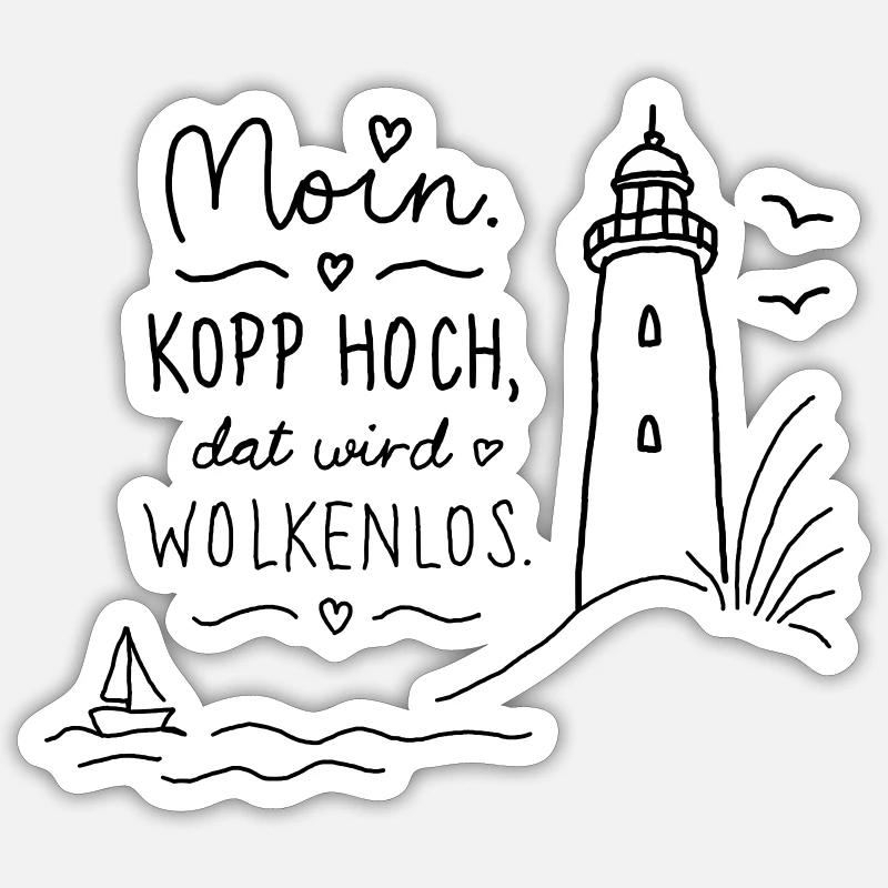 Moin Kopp haut sans nuages Sticker taille S (10 x 10 cm)