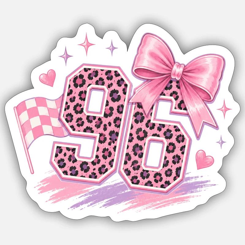 Paillettes Léopard Rose 96 - Sticker taille S (10 x 10 cm) - blanc mat