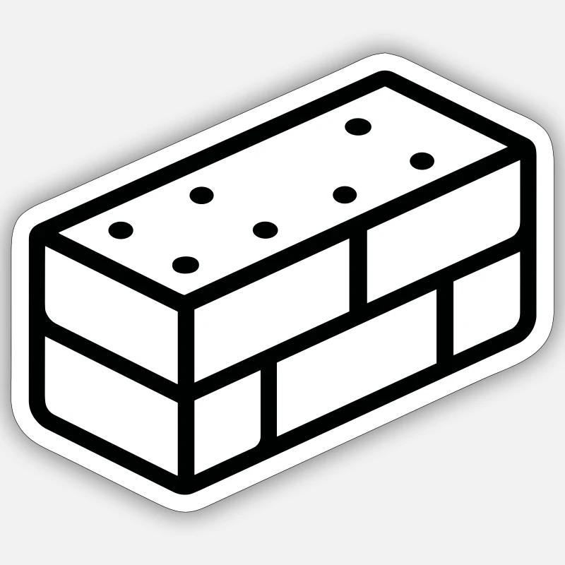 brique - Sticker taille S (10 x 10 cm) - blanc mat
