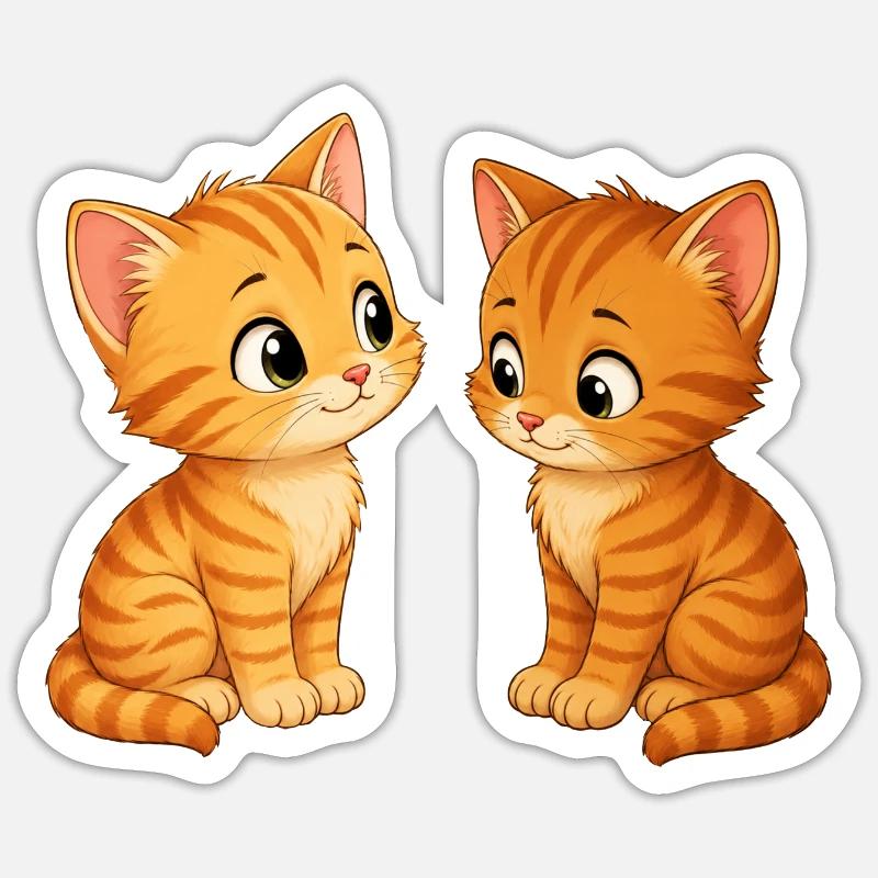 Deux mignons chatons - Sticker taille S (10 x 10 cm) - blanc mat