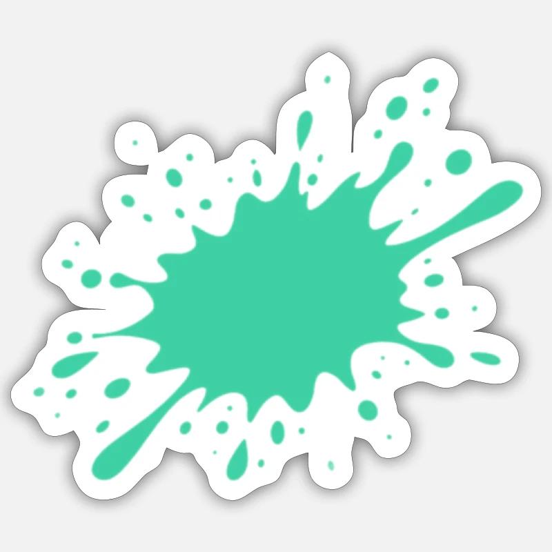 Éclaboussures de peinture turquoise - Sticker taille S (10 x 10 cm) - blanc mat