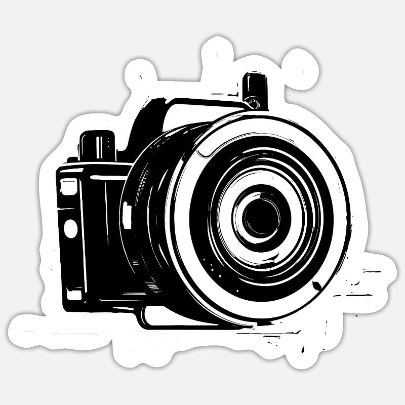 Camera Drawing - Sticker size S (10 x 10 cm) - white matte