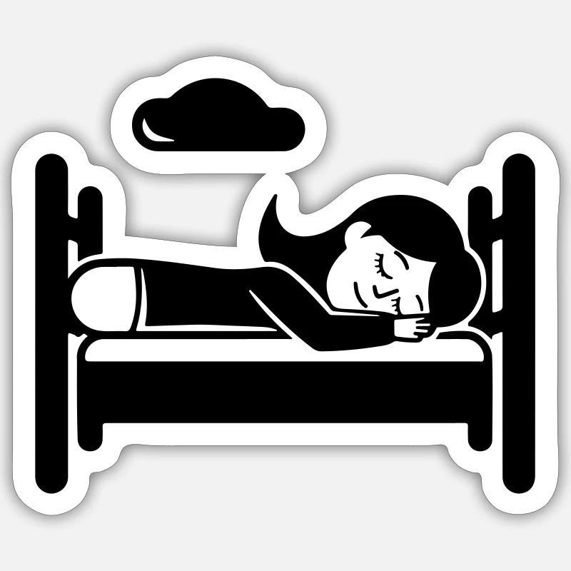 Schlafen Müde - Sticker Größe S (10 x 10 cm) - Mattweiß